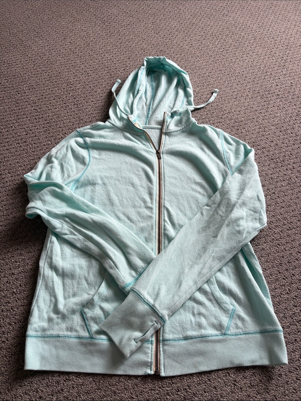 Light Aqua Full-Zip Hooded Sweatshirt
